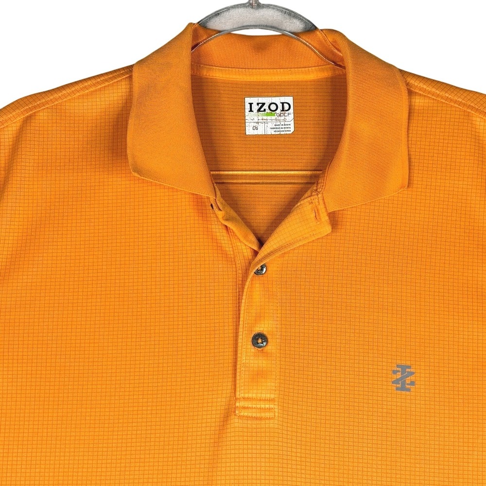 IZOD Golf Polo Shirt Men's Large Orange‎ Performance Short Sleeve Textured